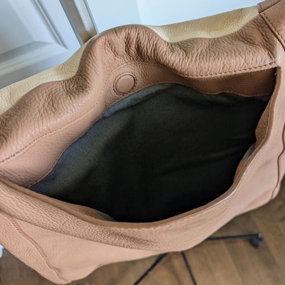 rag & bone Olympus Hobo Large Shoulder Pebbled Leather Nubuck Honey Beige NWOT - Picture 9 of 15